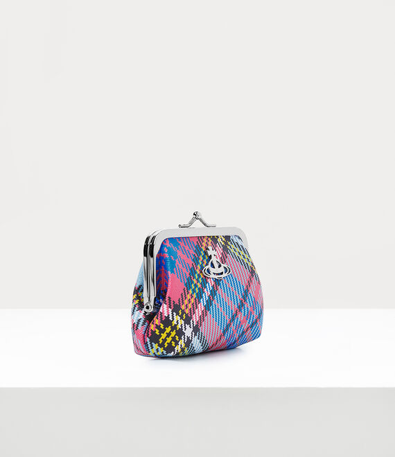 Vivienne Westwood Biogreen saffiano printed frame coin purse in MACANDY TARTAN